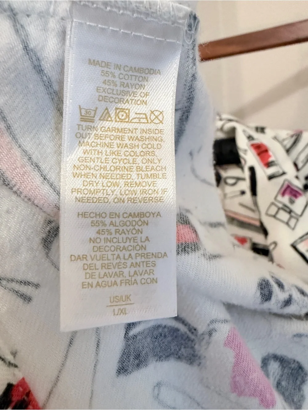 kate spade White Mini Getting Ready Cotton Blend Robe with Makeup Print L/XL